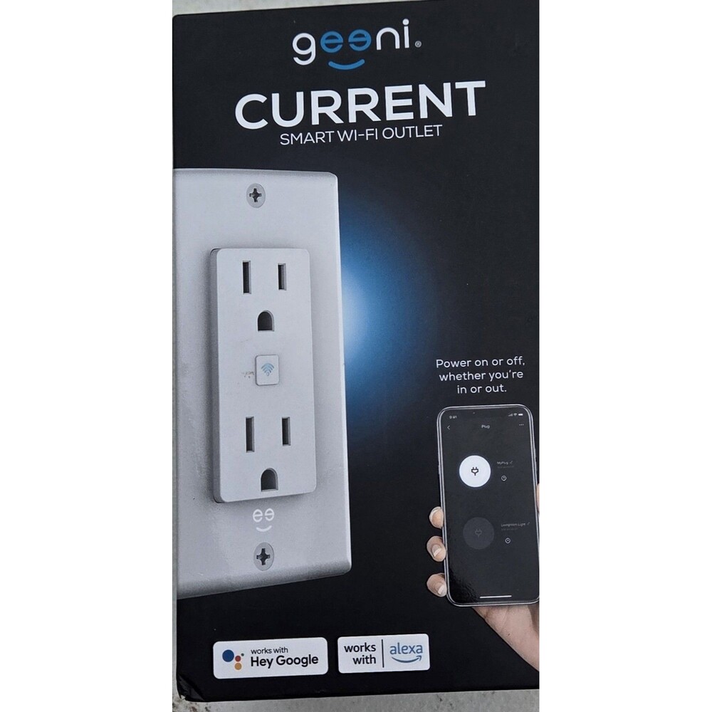 Geeni CURRENT Smart Wi-Fi Outlet In-Wall Dual Plug Alexa Google GN-WW115-199 NIB